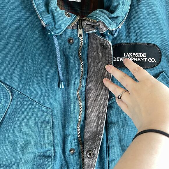 Vintage WearGuard Chore Coat Jacket Mens Large Blue Quilted Lined Canvas Work - Picture 12 of 16